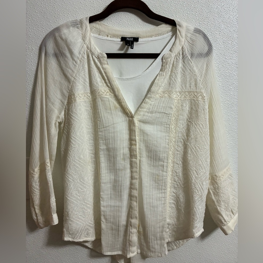 Paige 2 piece Blouse XS ( tank top and embroidered button down
